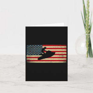 Patriotic American Usa Flag Jet Skiing Jet Ski Lov Card