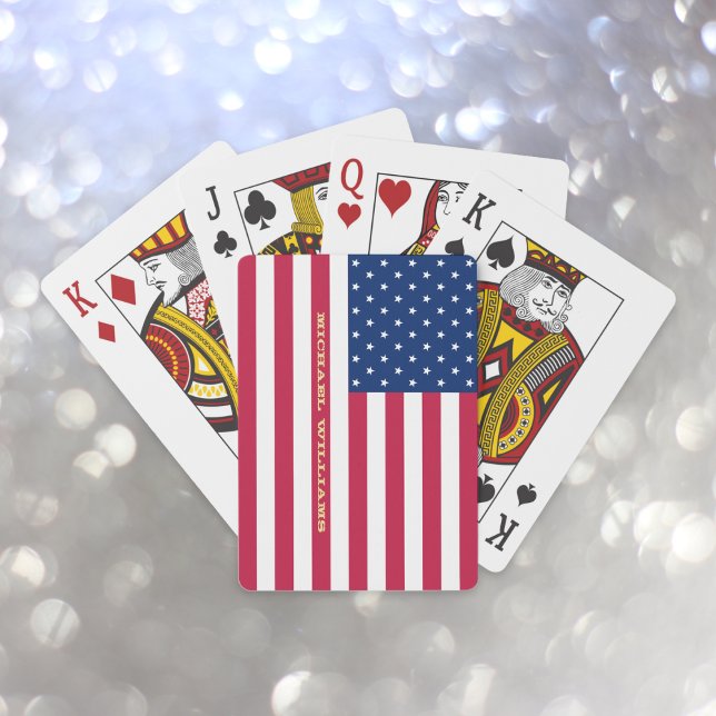 Patriotic American USA Flag Monogrammed Poker Game Playing Cards (Patriotic American USA Flag Monogrammed Poker Game Playing Cards)