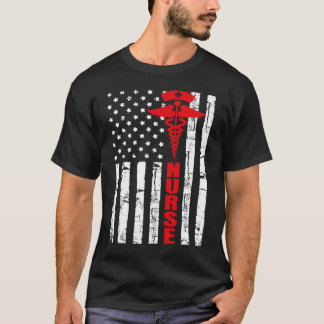 Patriotic American USA Flag Registered Nurse 4th J T-Shirt