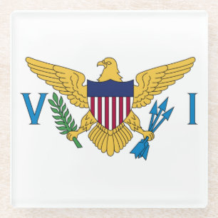 Patriotic American Virgin Islands Flag Glass Coaster