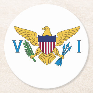 Patriotic American Virgin Islands Flag Round Paper Coaster