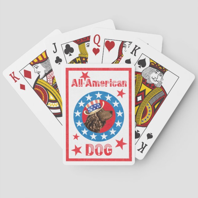 Patriotic American Water Spaniel Playing Cards (Back)