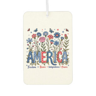 Patriotic American Wildflowers Fourth of July USA Car Air Freshener
