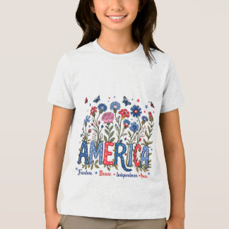 Patriotic American Wildflowers Fourth of July USA Tri-Blend Shirt