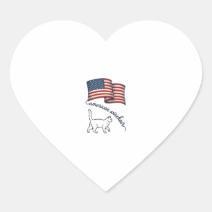 Patriotic American Wirehair Cat Vintage Design_1 Heart Sticker