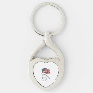 Patriotic American Wirehair Cat Vintage Design_1 Key Ring