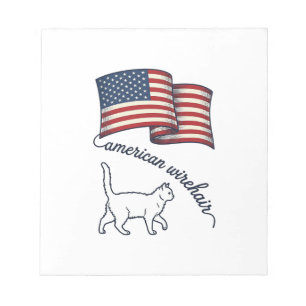 Patriotic American Wirehair Cat Vintage Design_1 Notepad