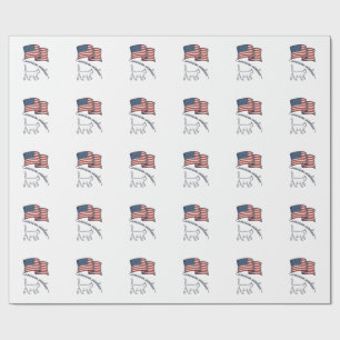 Patriotic American Wirehair Cat Vintage Design_1 Wrapping Paper