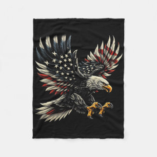 Patriotic American With Eagle And Usa Flag Fleece Blanket