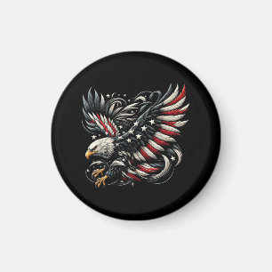 Patriotic American With Eagle And USA Flag Magnet