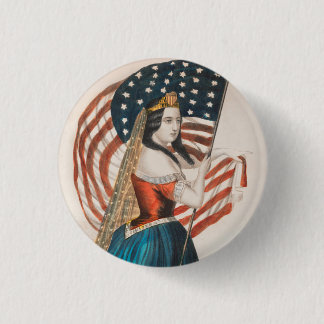 Patriotic American Woman | American Flag | 250 USA 3 Cm Round Badge