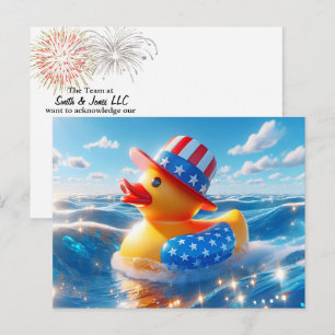 Patriotic American Yellow Rubber Duck Postcard