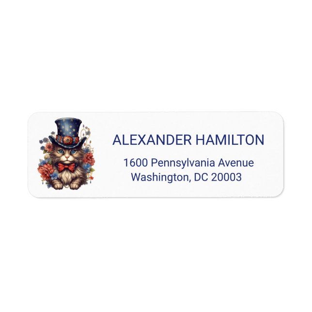 Patriotic Americana Cat Return Address (Front)