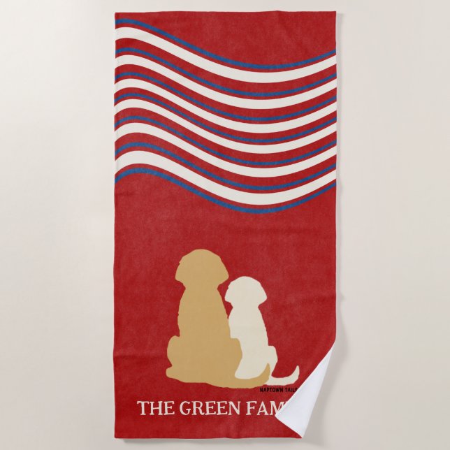 Patriotic Americana Golden Retriever Beach Towel (Front)