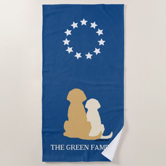 Patriotic Americana Golden Retriever Beach Towel (Front)