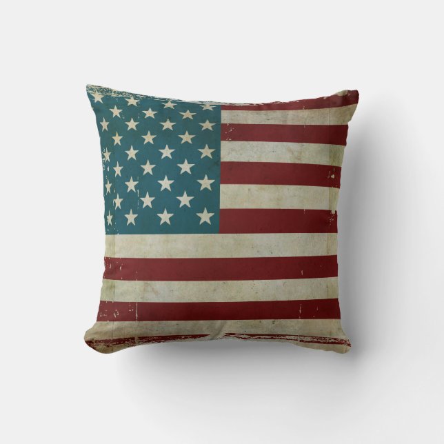 Patriotic Americana Rustic Country Farm Flag Decor Cushion (Front)