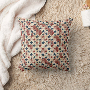 Patriotic Americana USA Fireworks Stars Stripes Cushion