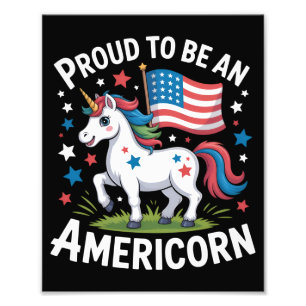 Patriotic Americorn Unicorn 4th of July Patriotic  Photo Print