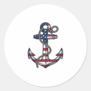 Patriotic Anchor Vintage Vector Design_1 Classic Round Sticker