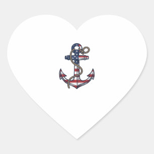 Patriotic Anchor Vintage Vector Design_1 Heart Sticker
