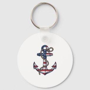 Patriotic Anchor Vintage Vector Design_1 Key Ring