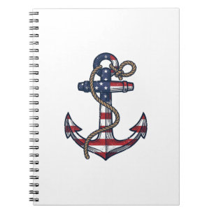 Patriotic Anchor Vintage Vector Design_1 Notebook