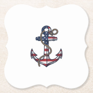 Patriotic Anchor Vintage Vector Design_1 Paper Coaster