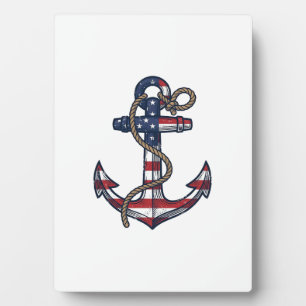 Patriotic Anchor Vintage Vector Design_1 Plaque