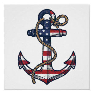 Patriotic Anchor Vintage Vector Design_1 Poster
