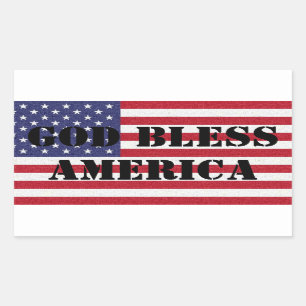 Patriotic and powerful God Bless America Rectangular Sticker