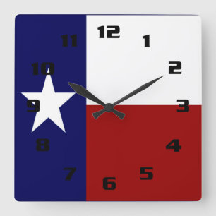 Patriotic and Vibrant Texas Flag Square Wall Clock