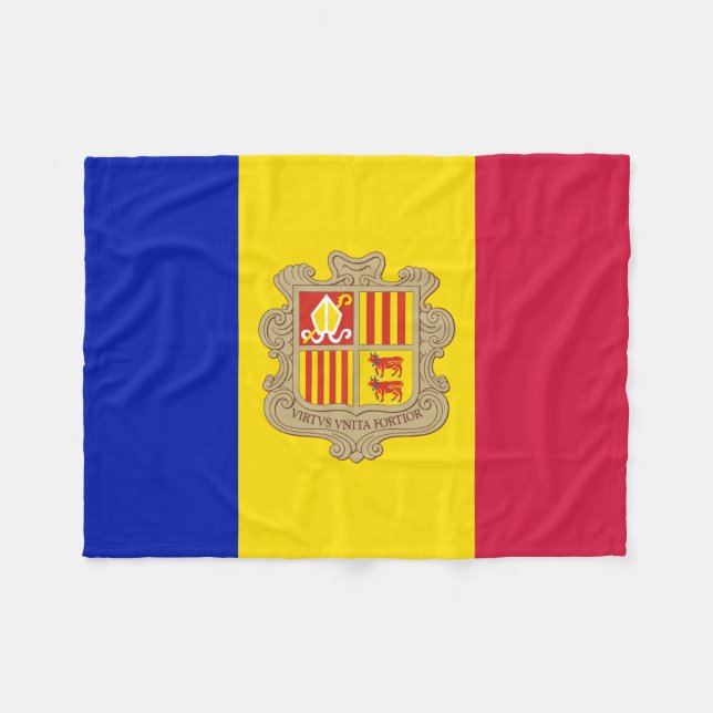 Patriotic Andorra Flag Fleece Blanket (Front (Horizontal))