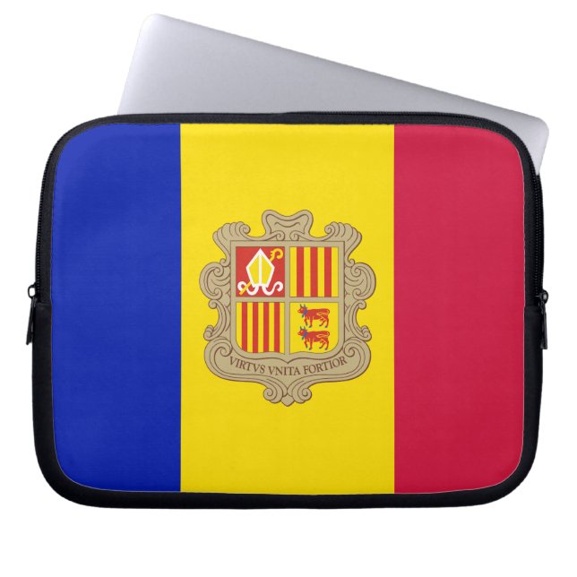 Patriotic Andorra Flag Laptop Sleeve (Front)