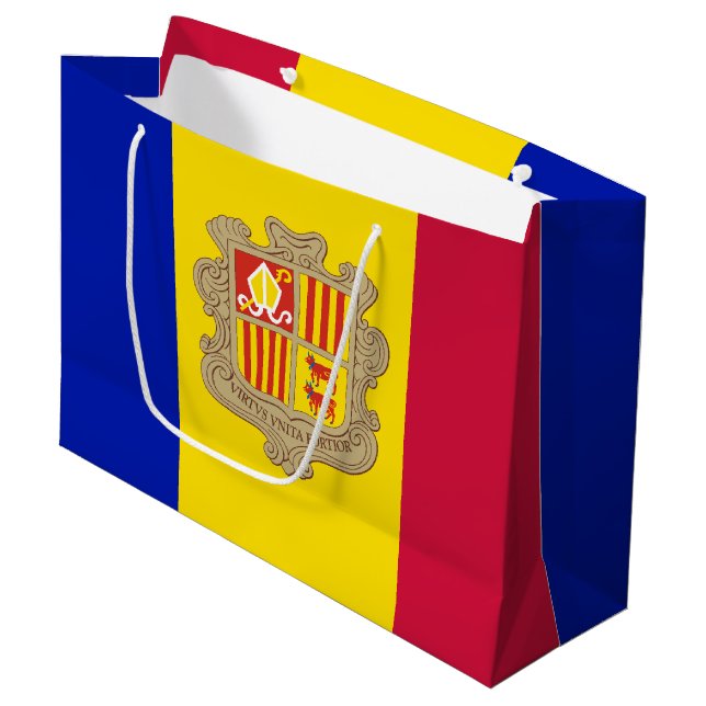 Patriotic Andorra Flag Large Gift Bag (Front Angled)