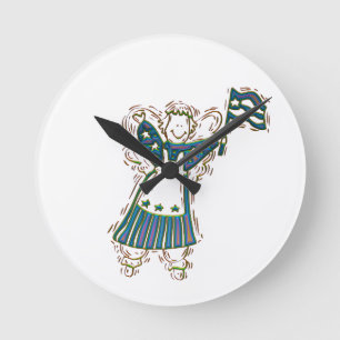 Patriotic Angel Round Clock