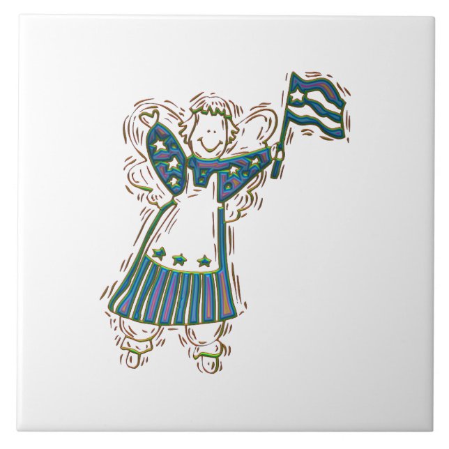 Patriotic Angel Tile (Front)