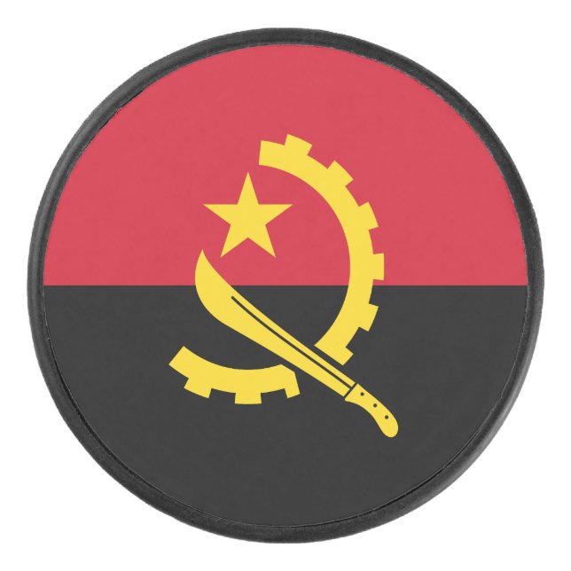 Patriotic Angolan Flag Hockey Puck (Front)
