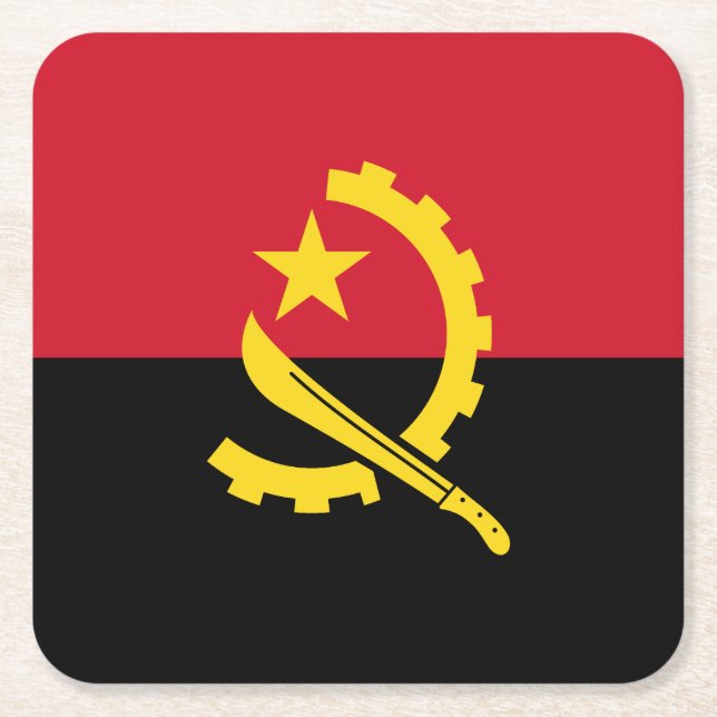 Patriotic Angolan Flag Square Paper Coaster (Front)
