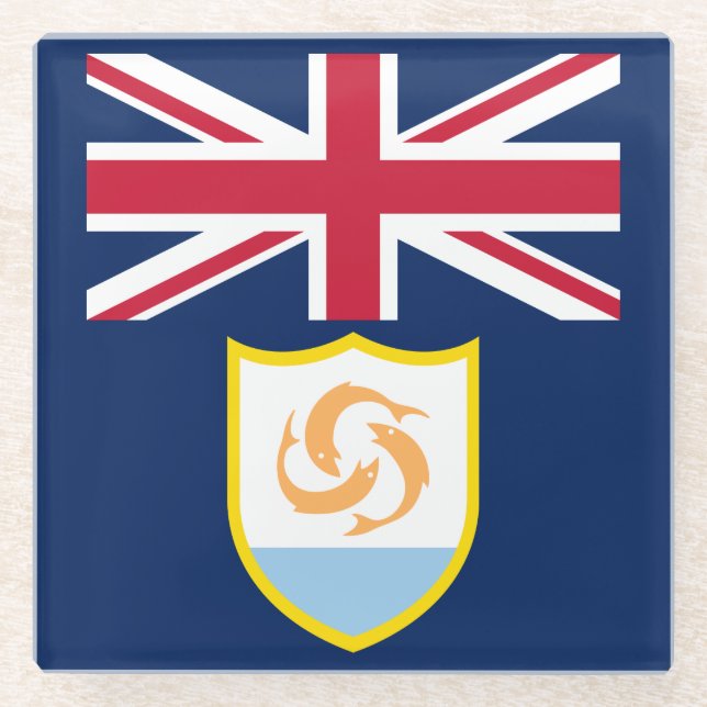 Patriotic Anguilla Flag Glass Coaster (Front)