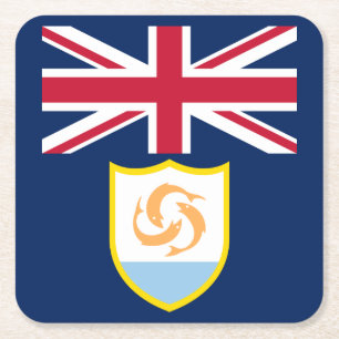 Patriotic Anguilla Flag Square Paper Coaster
