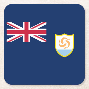 Patriotic Anguilla Flag Square Paper Coaster