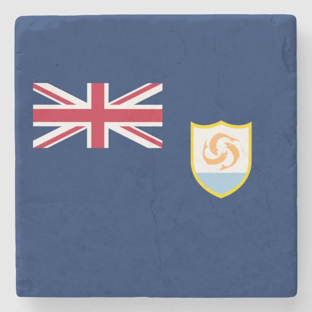 Patriotic Anguilla Flag Stone Coaster (Front)