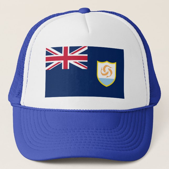 Patriotic Anguilla Flag Trucker Hat (Front)