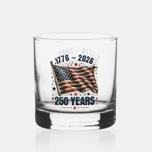 Patriotic Anniversary Celebration Design Whiskey Glass (Front)