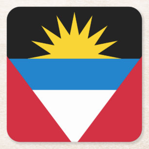Patriotic Antigua and Barbuda Flag Square Paper Coaster