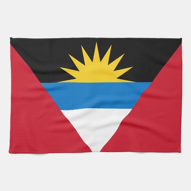 Patriotic Antigua and Barbuda Flag Tea Towel (Horizontal)