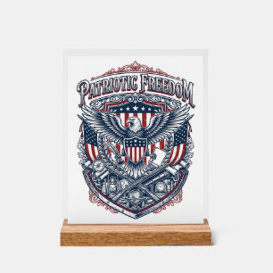 Patriotic Antique Collector Vector Graphic Tee Acrylic Sign
