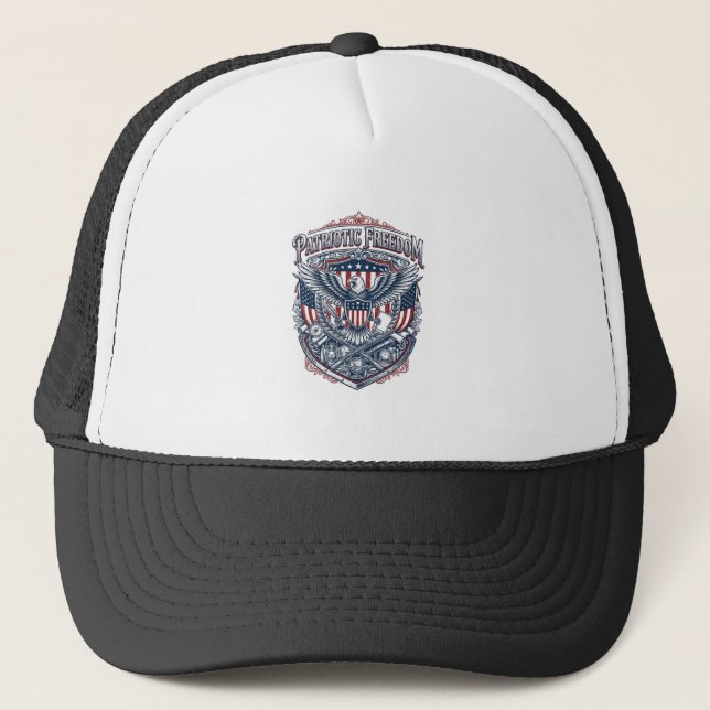 Patriotic Antique Collector Vector Graphic Tee Trucker Hat (Front)