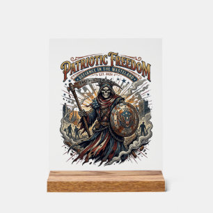 Patriotic Apocalyptic Liberty Reaper Zombie Apocal Acrylic Sign