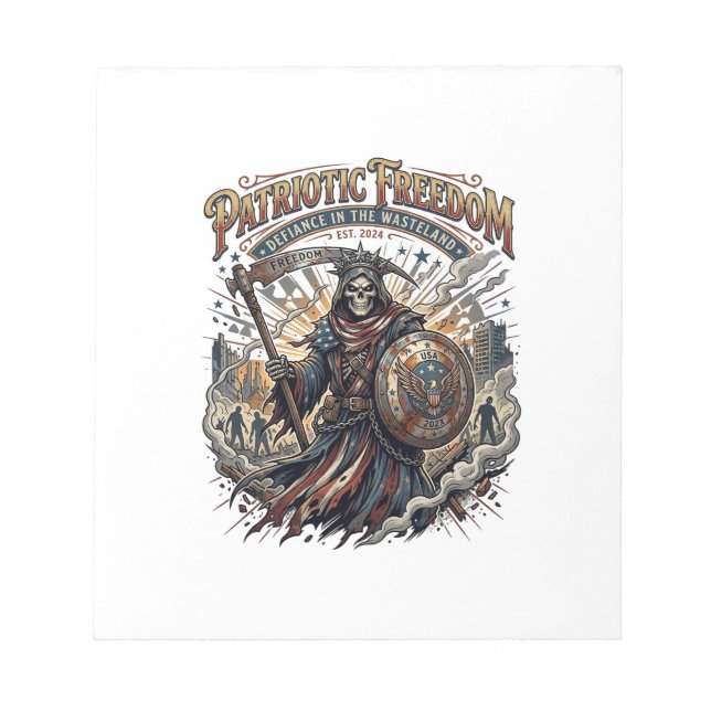 Patriotic Apocalyptic Liberty Reaper Zombie Apocal Notepad (Front)